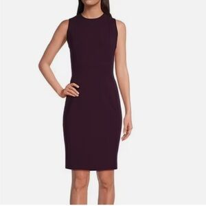 CALVIN KLEIN Solid Sleeveless Sheath Dress